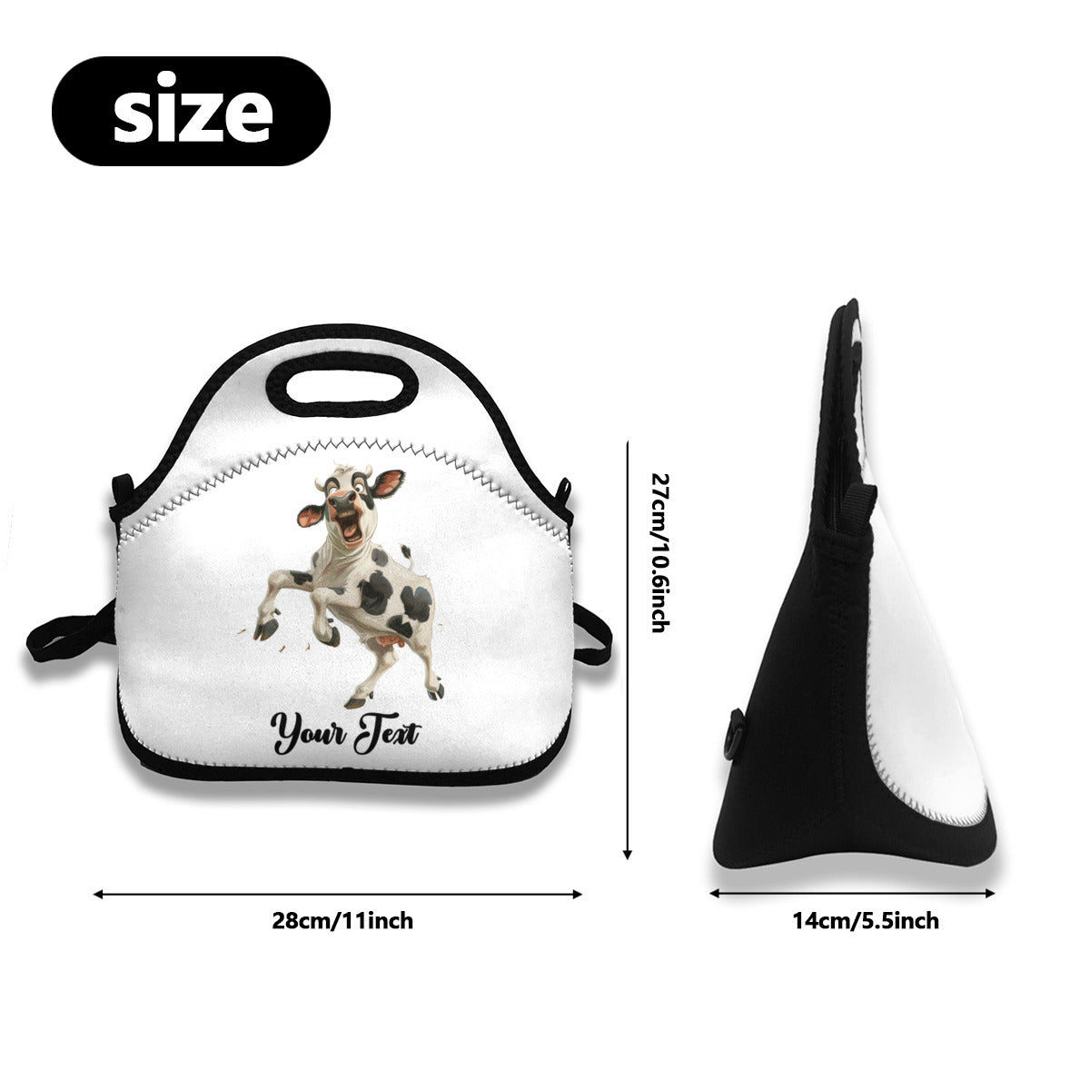 Cute Crazy Cow Custom Children's Lunch Bag Personalized - LunchBags - BuyEcEc