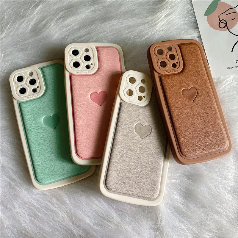 iPhone Case Cover Embossed Love Heart Faux Leather - iphoneCases - BuyEcEc