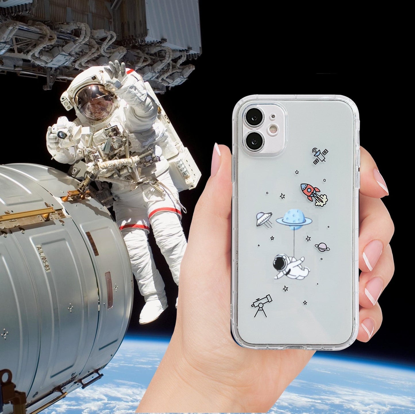 iPhone case Cover Spaceman Astronaut space clear Transparent - iphoneCases - BuyEcEc
