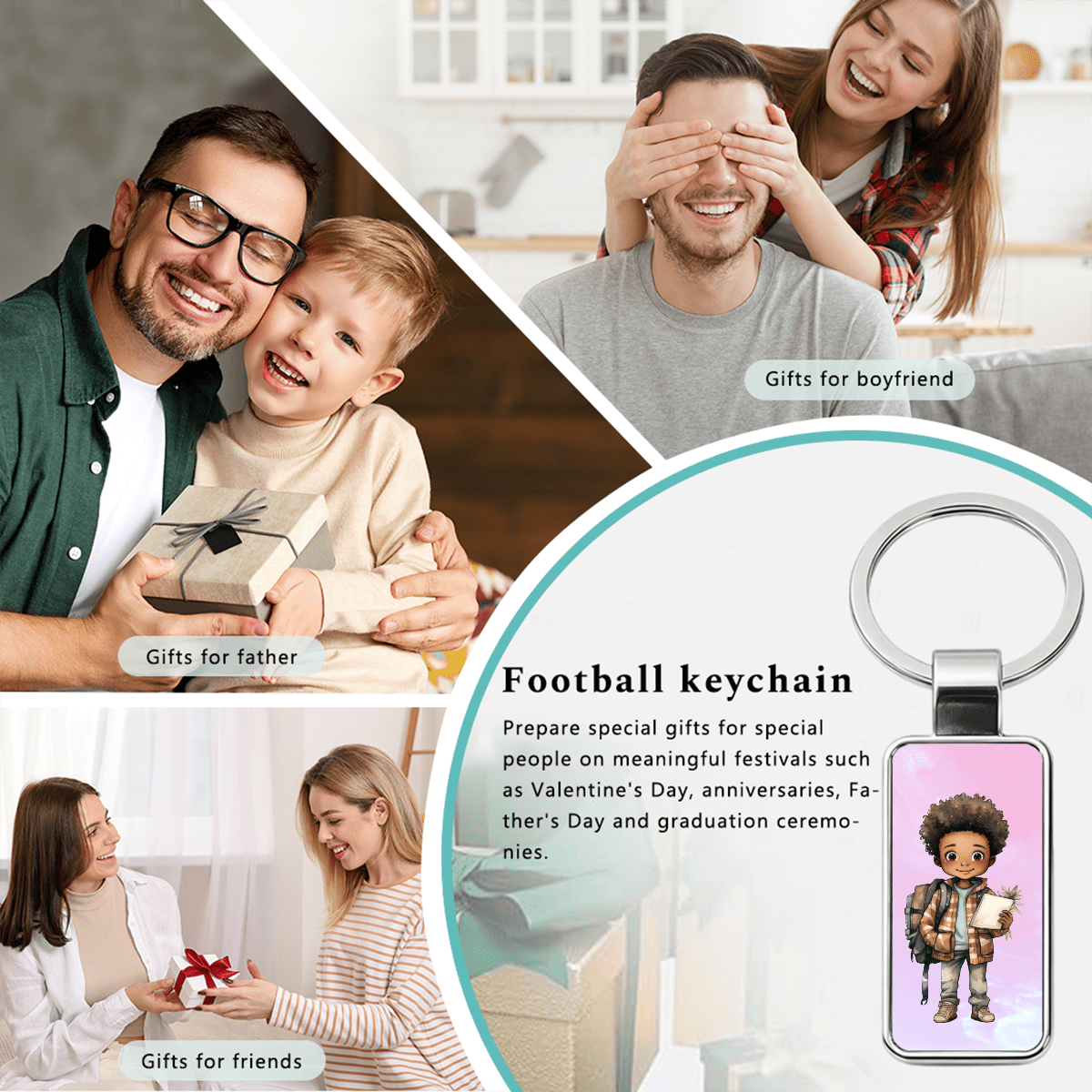 Football Stainless Steel Keychain - Gear - BuyEcEc