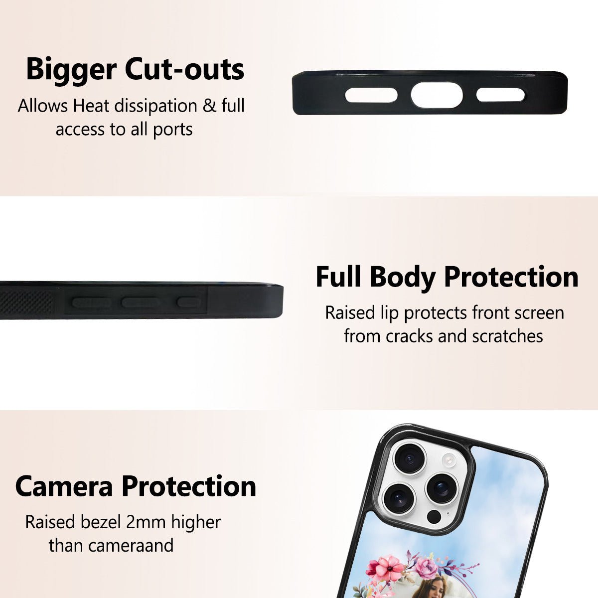 iPhone 16 Pro Max Mirror Case: Circle Photo & Personalized Text - BuyEcEc