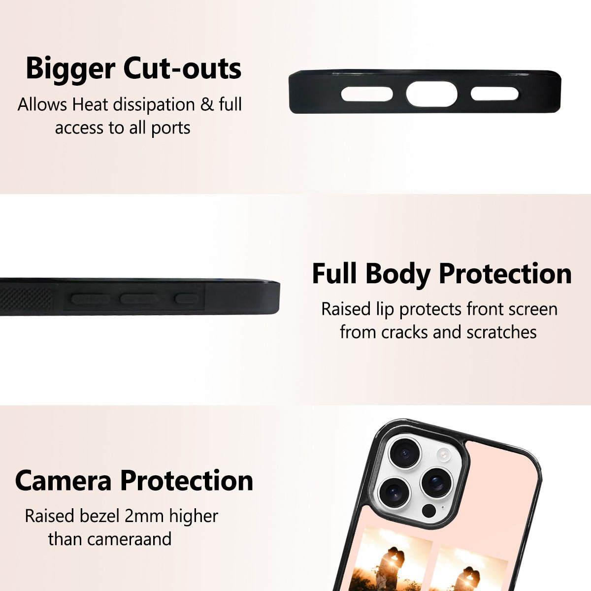 iPhone 16 Pro Max Mirror Phone Case: Photo Collage & Custom Text - iphoneCases - BuyEcEc