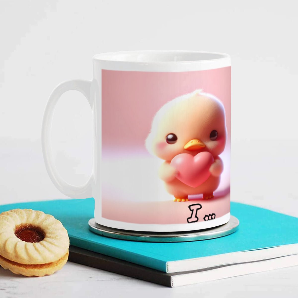 Personalized Adorable Baby Animals Holding a Heart 11 Oz Mug - mugs - BuyEcEc