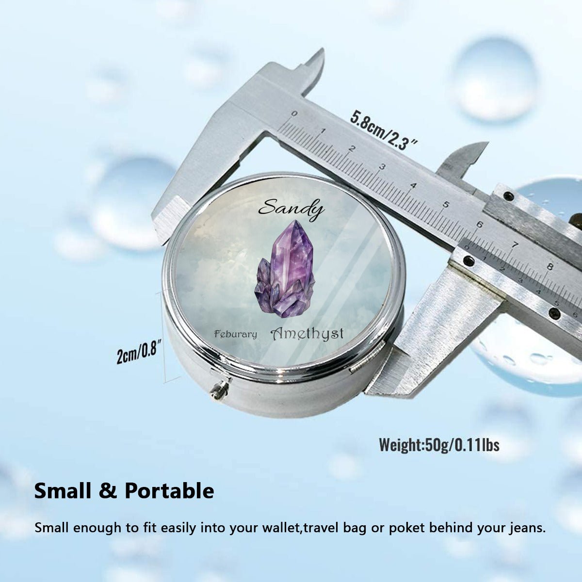 Personalized Birth Stone Compact Pill Case Box - pillboxes - BuyEcEc