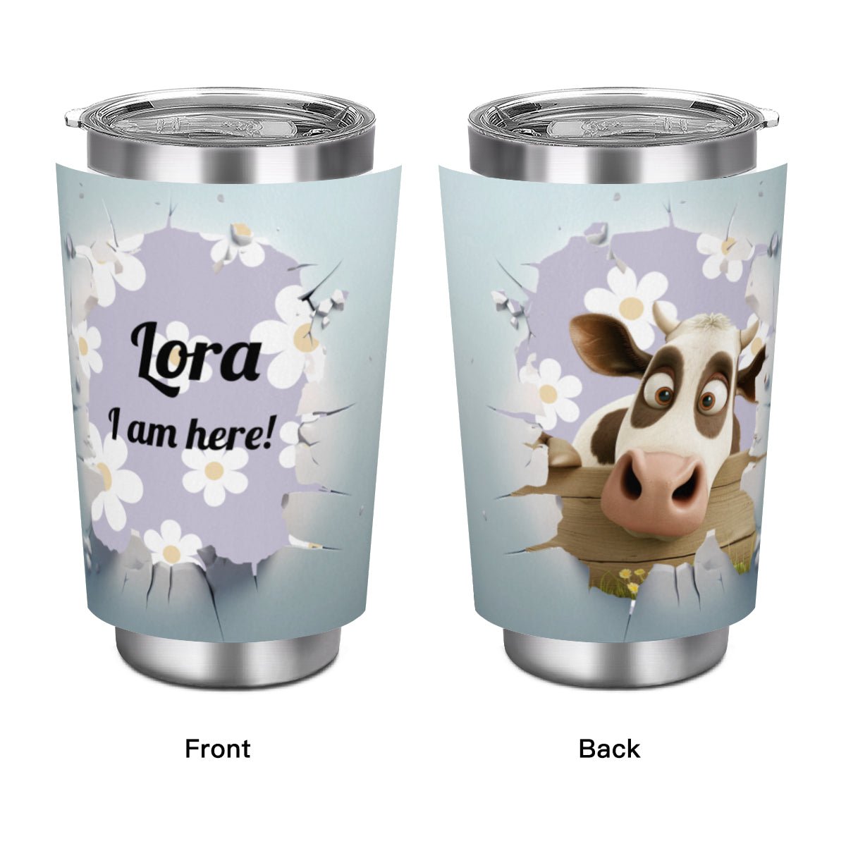Personalized Crazy Cow 20 Oz Tumbler Travel Coffee Mug - tumblers - BuyEcEc
