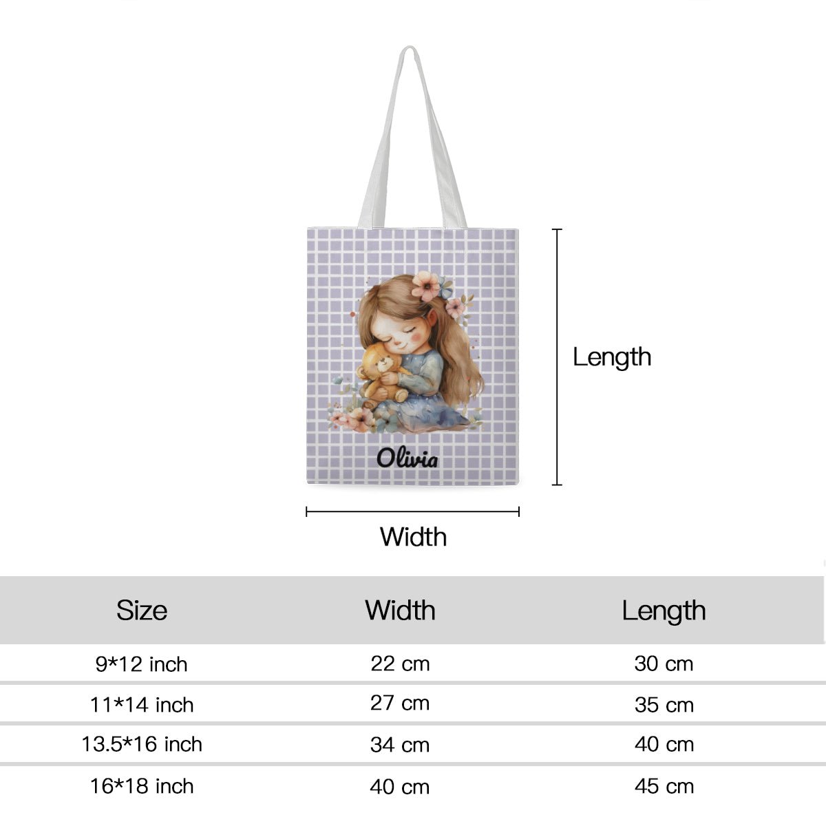 Personalized Cute Little Girl With Bear Linen Tote Bag - ToteBags - BuyEcEc