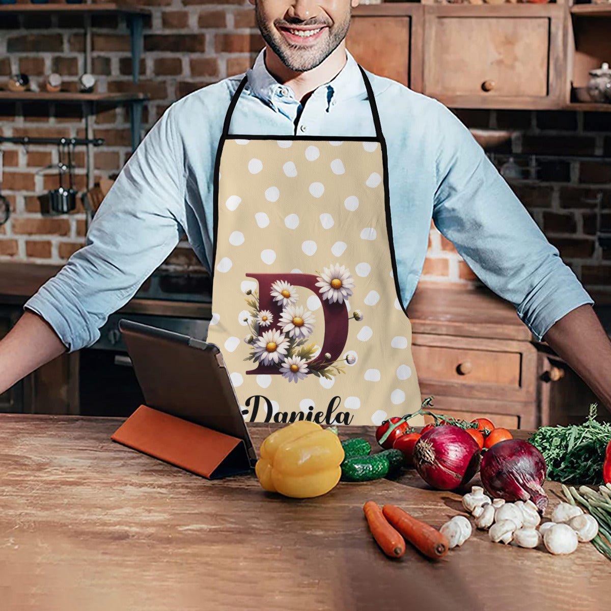 Personalized Daisy Monogram Apron - aprons - BuyEcEc