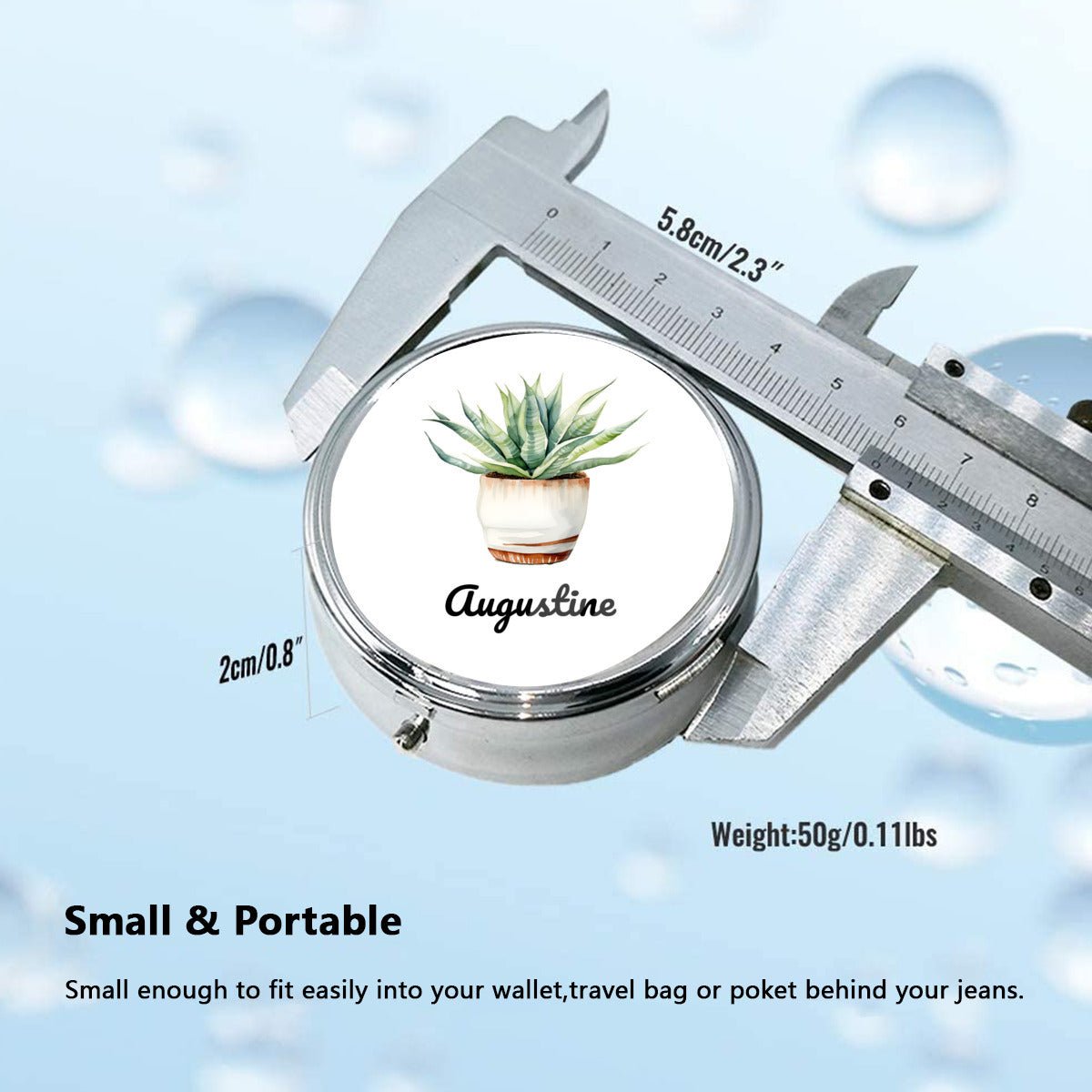 Personalized Succulents Compact Pill Case Box - pillboxes - BuyEcEc