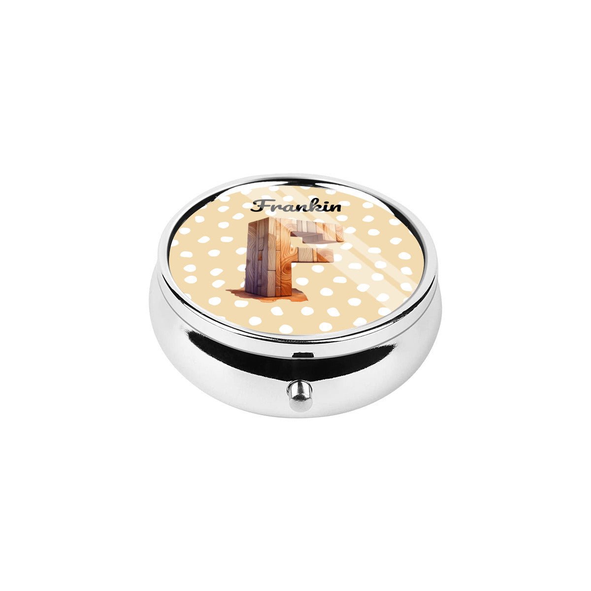 Personalized Wood Texture Monogram Compact Pill Case Box - pillboxes - BuyEcEc