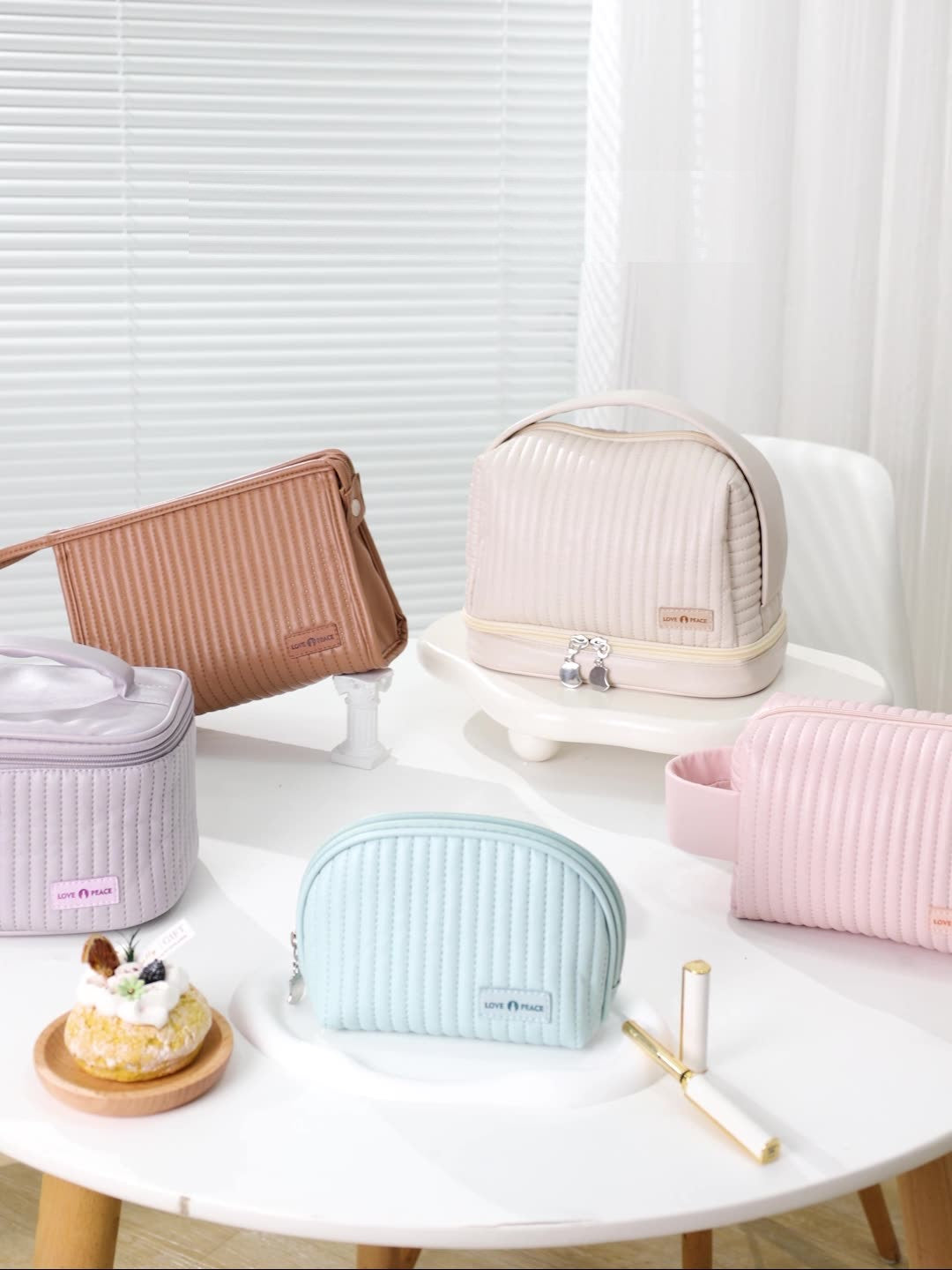 Stylish Waterproof Portable Travel Toiletry Striped Cosmetic Bag 067-AA1-0005