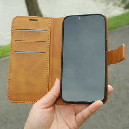 Brown Faux Leather wallet Phone Cover iPhone 11 12 13 Pro Max Mini | iPhone 7 8 Plus Se 2020 070-AC-01-F1