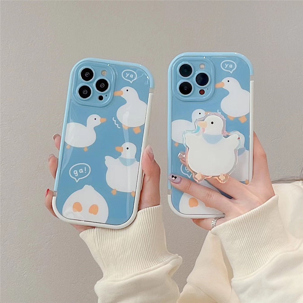 Cute Duck with pop socket iPhone 13 12 11 Pro Max Mini X XS Max XR 7 8 Plus SE 2020 070-AA1-0003
