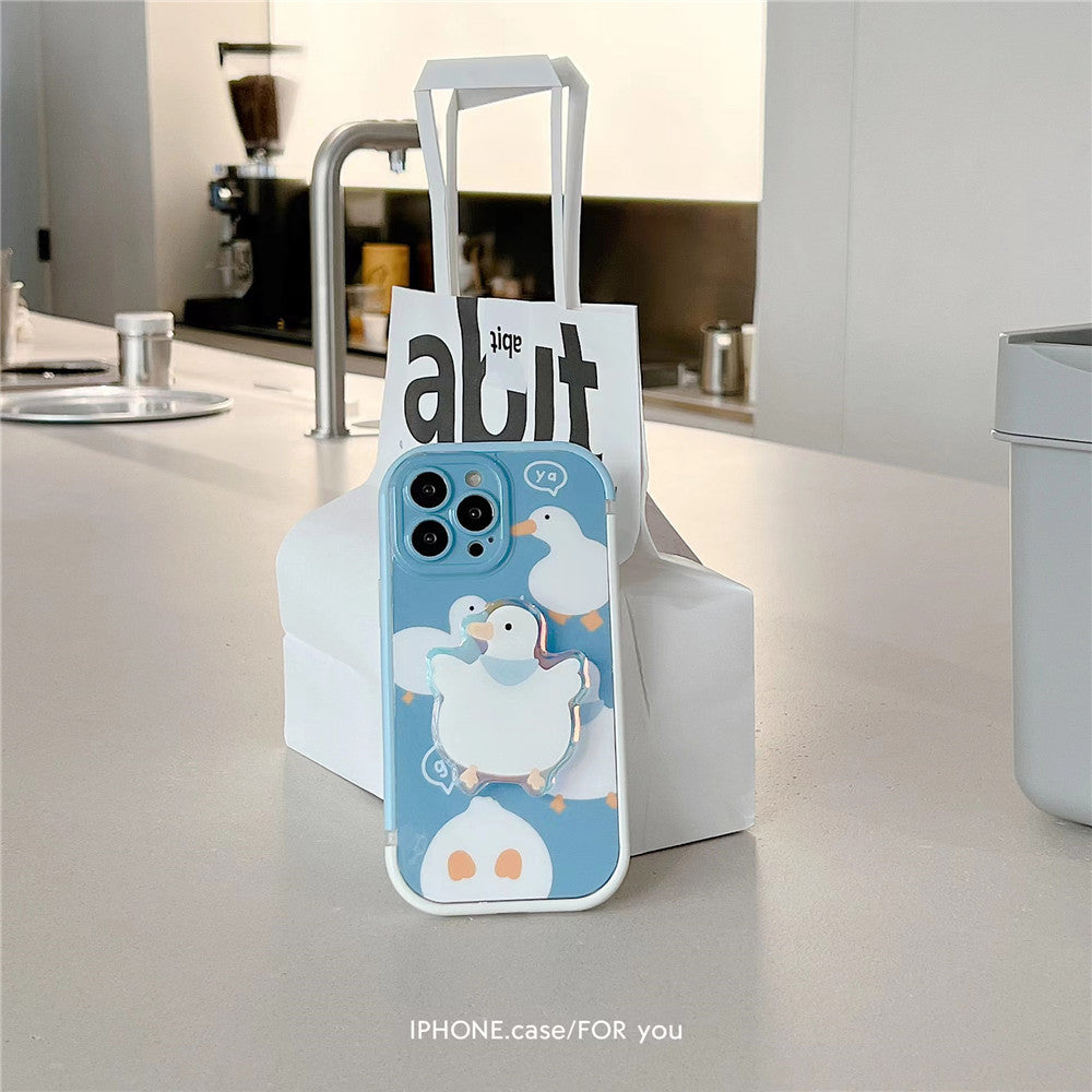 Cute Duck with pop socket iPhone 13 12 11 Pro Max Mini X XS Max XR 7 8 Plus SE 2020 070-AA1-0003