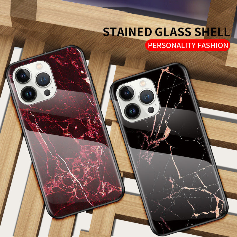 Tempered Glass Marble Texture iPhone 14 13 12 11 Pro Max Mini X XS Max XR 7 8 Plus SE 2020 070-AA1-0011