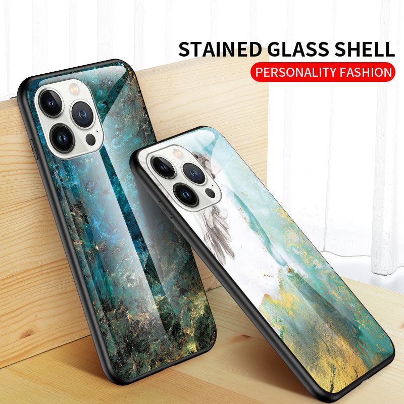 Tempered Glass Marble Texture iPhone 14 13 12 11 Pro Max Mini X XS Max XR 7 8 Plus SE 2020 070-AA1-0011