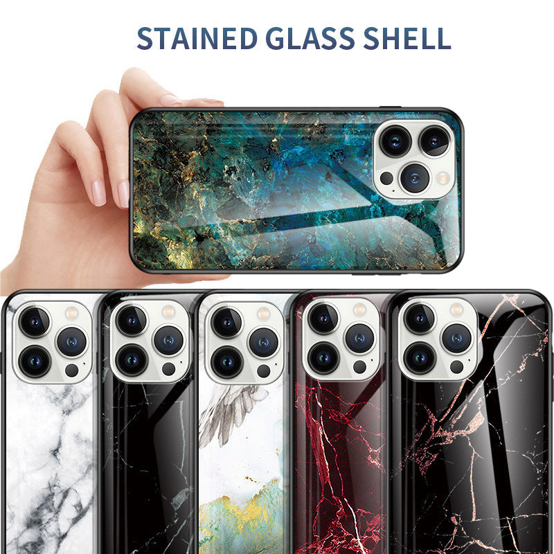 Tempered Glass Marble Texture iPhone 14 13 12 11 Pro Max Mini X XS Max XR 7 8 Plus SE 2020 070-AA1-0011