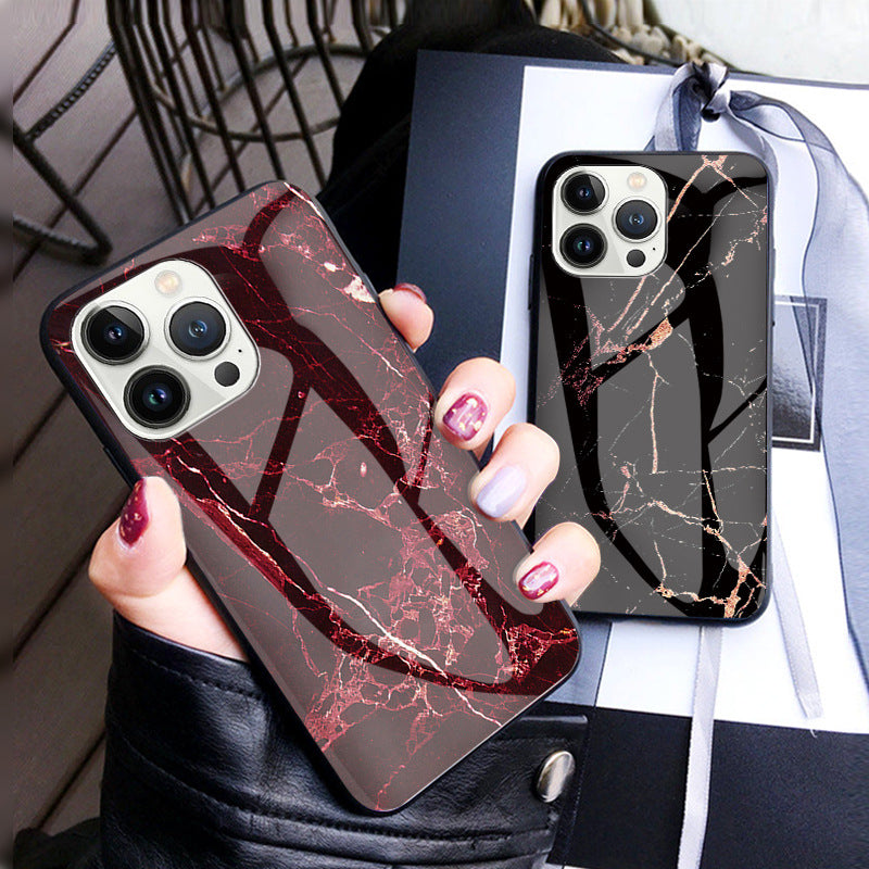 Tempered Glass Marble Texture iPhone 14 13 12 11 Pro Max Mini X XS Max XR 7 8 Plus SE 2020 070-AA1-0011