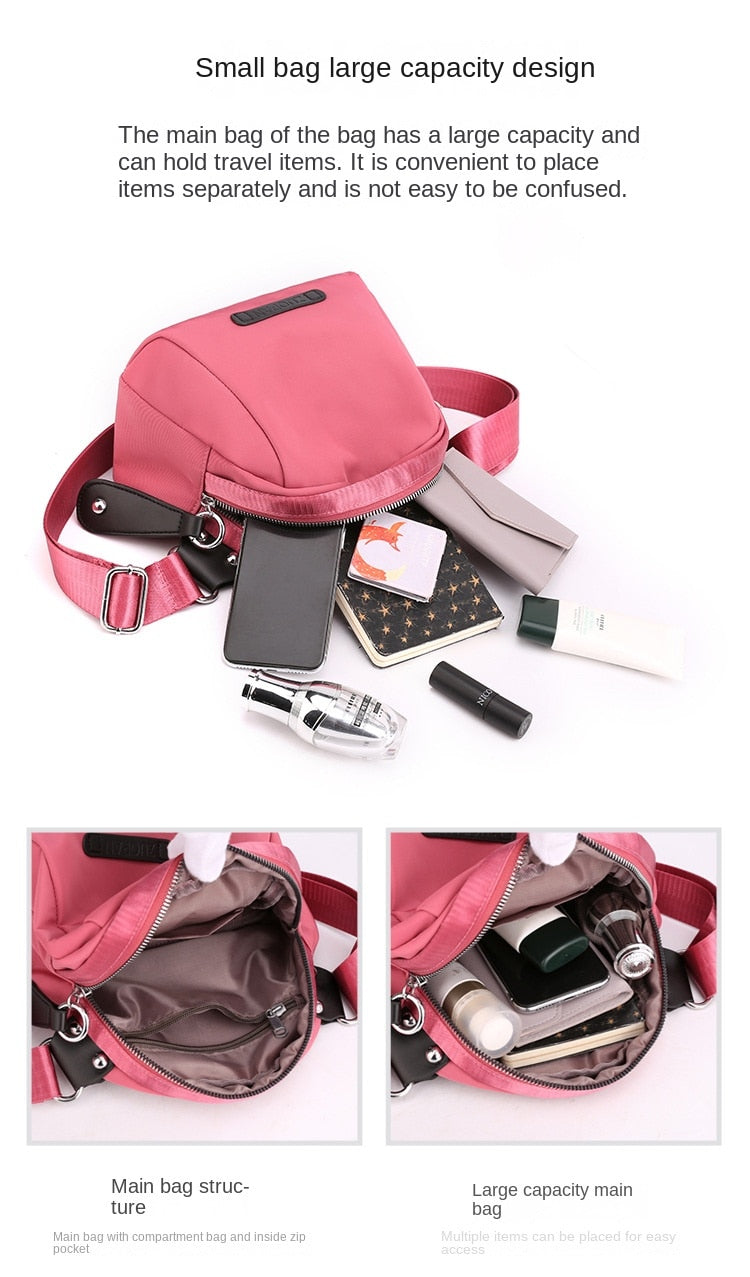 Waterproof Nylon Shoulder Bag For Women Wide Strap Bag Good Quality Shoulder Bag Soft Shell Bag 067-AA3-0021
