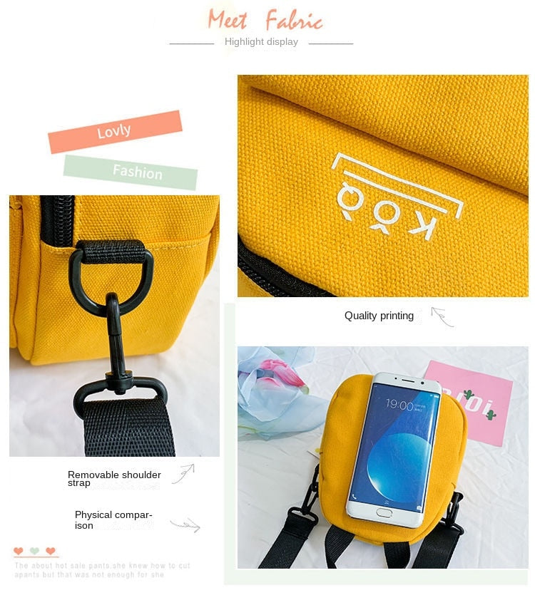 Small Canvas Fabric Handbag Casual Cross Body Shoulder Bag with Detachable Shoulder Strap for Girls Kids 067-AA3-0001