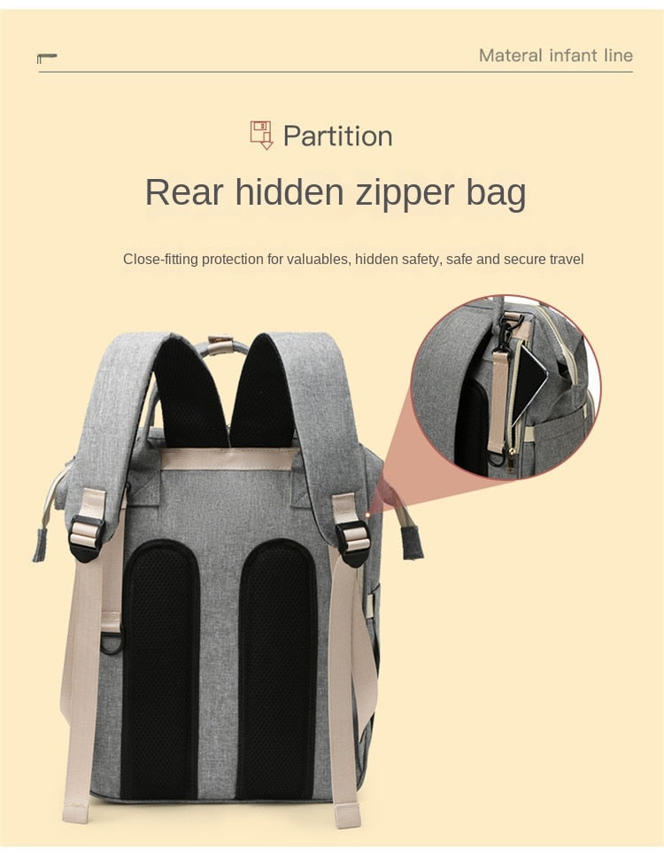 Reusable Diaper Bag Large Capacity Travel Portable Backpack Double Shoulder Foldable Mother Leisure Outdoor Multifunctional Fashion 067-AB1-0002