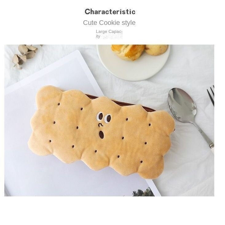 Pencil case Pen Case Sandwich Biscuit Plush Pencil Case Student Stationery Receipt Bag Creative Cute Girl Heart Makeup Bag 067-AA8-0001