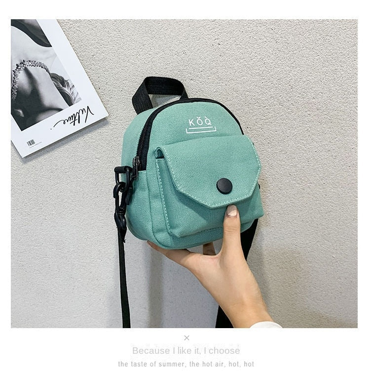 Small Canvas Fabric Handbag Casual Cross Body Shoulder Bag with Detachable Shoulder Strap for Girls Kids 067-AA3-0001