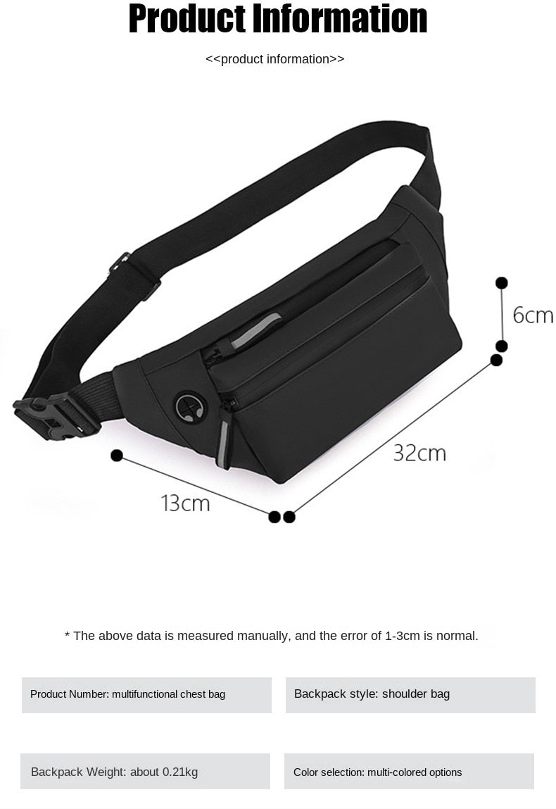 Waterproof Men Sport Waist Bag Reflective Zipper Chest Packs 067-AB2-0001