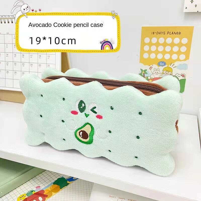 Pencil case Pen Case Sandwich Biscuit Plush Pencil Case Student Stationery Receipt Bag Creative Cute Girl Heart Makeup Bag 067-AA8-0001