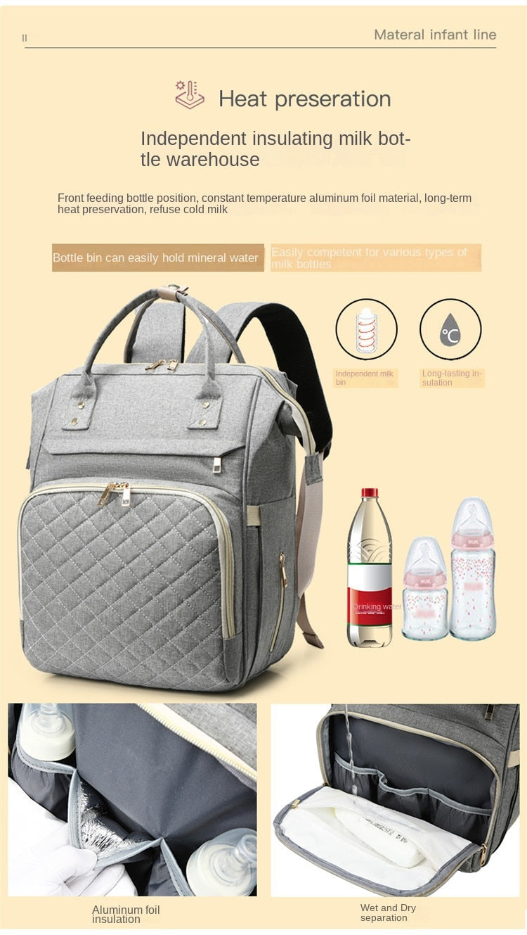 Reusable Diaper Bag Large Capacity Travel Portable Backpack Double Shoulder Foldable Mother Leisure Outdoor Multifunctional Fashion 067-AB1-0002