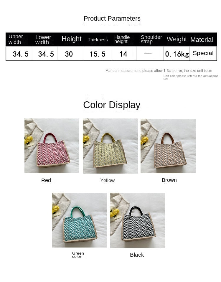 Women's Daily Handbag Linen Canvas Shoulder Bag Large Shopping Bag Casual Tote Bag 067-AA7-0003