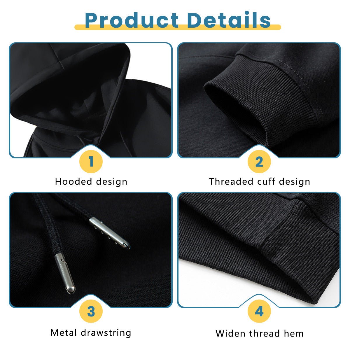 280g Custom Men's Hoodies - Personalized 6 - Photo & Text Sweatshirt - BuyEcEc