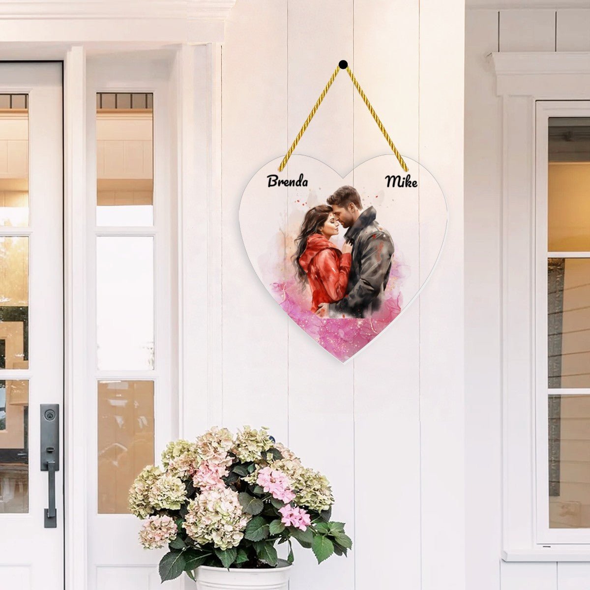 Artistic Acrylic Heart Pendant | Personalized Names & Watercolor Couple | BuyEcEc - Pendants & Ornaments - BuyEcEc