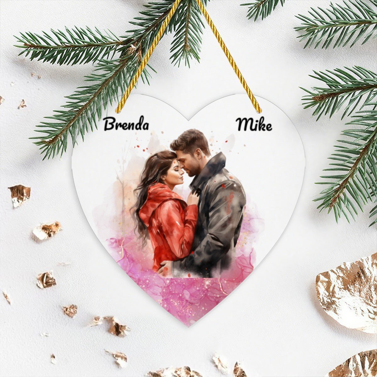 Artistic Acrylic Heart Pendant | Personalized Names & Watercolor Couple | BuyEcEc - Pendants & Ornaments - BuyEcEc