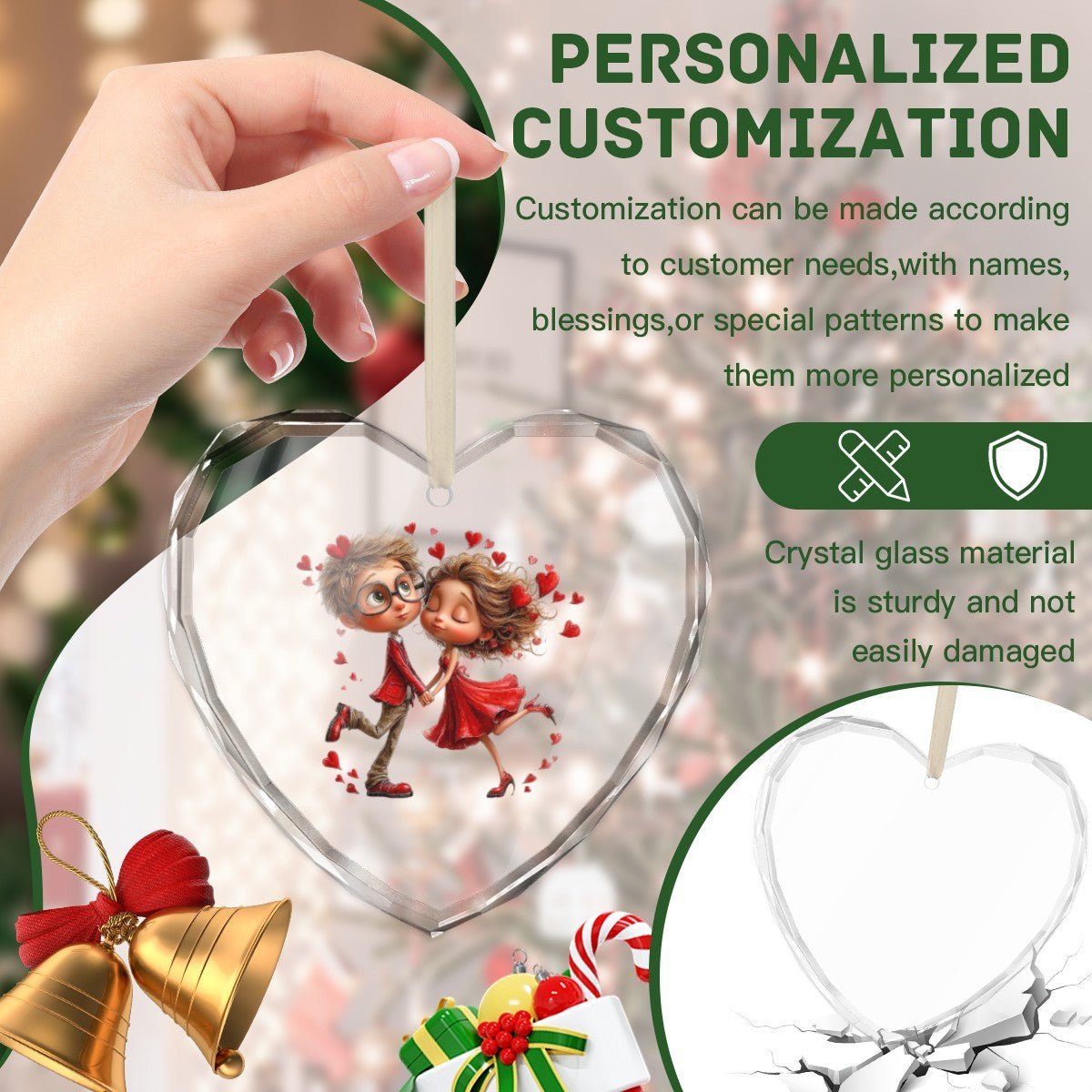 Artistic Crystal Heart Pendant | Designer Glass Ornament | BuyEcEc - Pendants & Ornaments - BuyEcEc