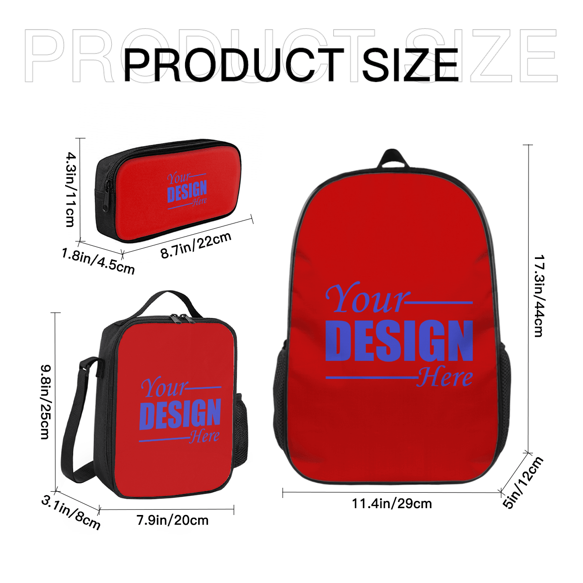 Backpack & Insulated Lunch Bag & Pencil Case Set – Custom Design - Storage - BuyEcEc