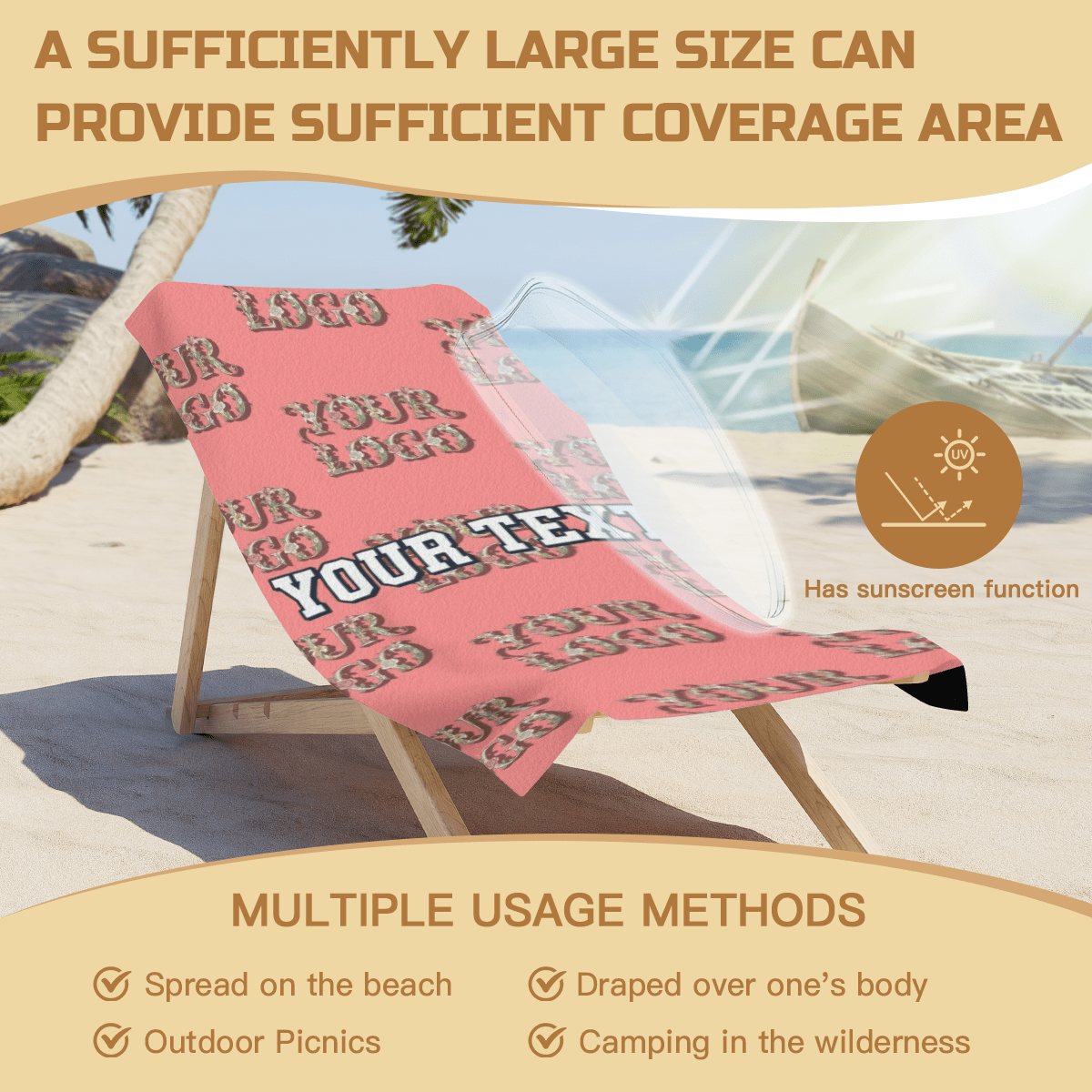 Beach Towel Cotton - Polyester Blend Heat Transfer - BuyEcEc