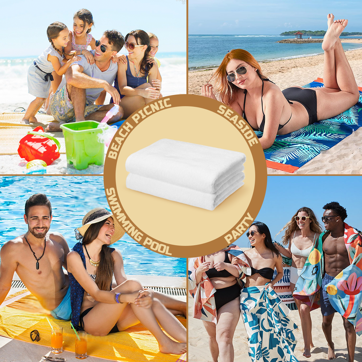 Beach Towel Cotton - Polyester Blend Heat Transfer - BuyEcEc
