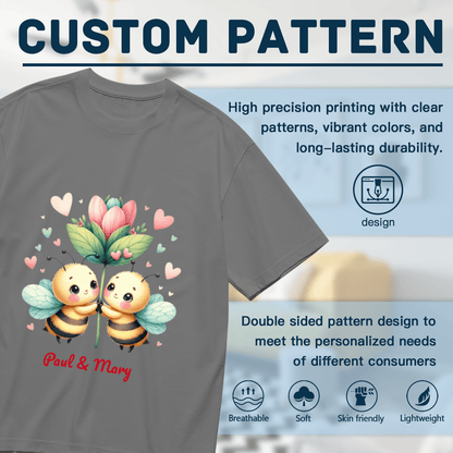 Bee Couple Unisex T-Shirt | 180g Double - Sided Print | BuyEcEc - BuyEcEc