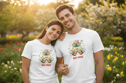Bee Couple Unisex T-Shirt | 180g Double - Sided Print | BuyEcEc - BuyEcEc