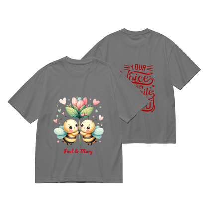 Bee Couple Unisex T-Shirt | 180g Double - Sided Print | BuyEcEc - BuyEcEc