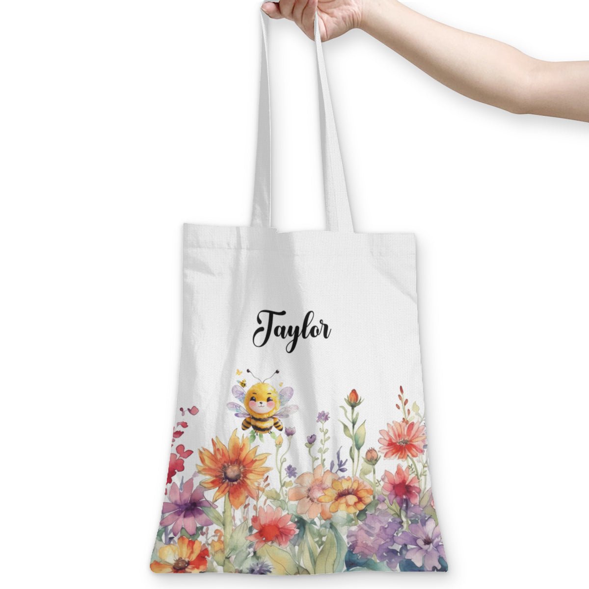Bee in Wild Flower Canvas Tote Bag Custom Personalized - ToteBags - BuyEcEc