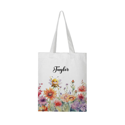 Bee in Wild Flower Canvas Tote Bag Custom Personalized - ToteBags - BuyEcEc
