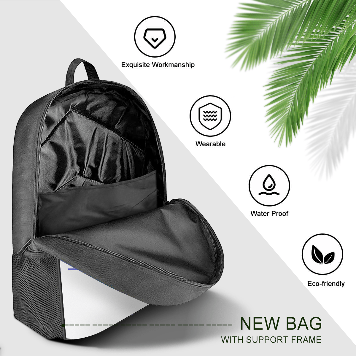 Casual Backpack with Fishbone Design & Pencil Case – Custom Design - Storage - BuyEcEc