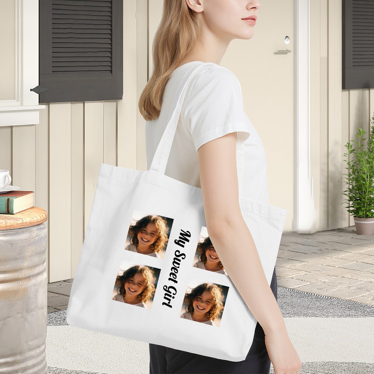 Custom 4 - Photo Canvas Tote Bag | Personalized Photo Collage ToteTote Bag Name Personalized - ToteBags - BuyEcEc