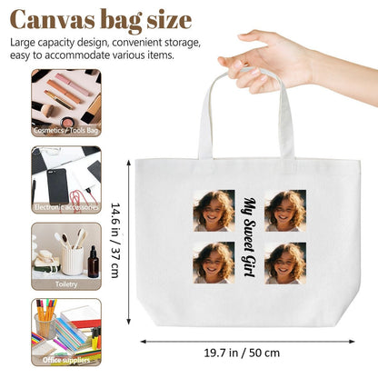 Custom 4 - Photo Canvas Tote Bag | Personalized Photo Collage ToteTote Bag Name Personalized - ToteBags - BuyEcEc