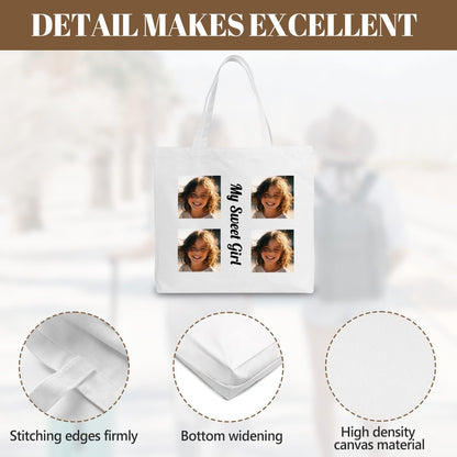 Custom 4 - Photo Canvas Tote Bag | Personalized Photo Collage ToteTote Bag Name Personalized - ToteBags - BuyEcEc