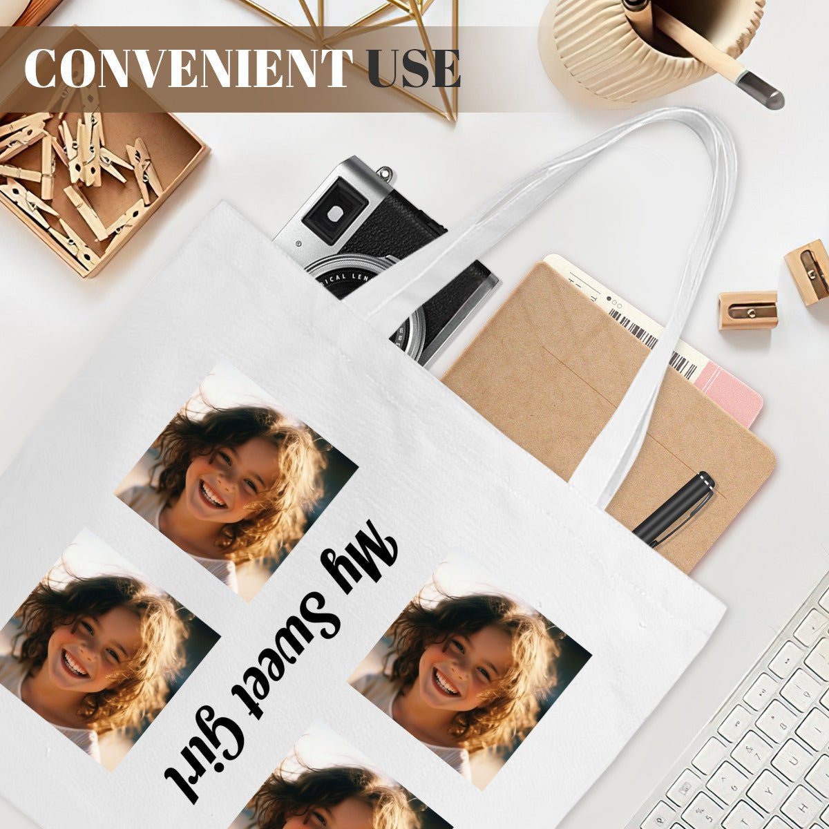 Custom 4 - Photo Canvas Tote Bag | Personalized Photo Collage ToteTote Bag Name Personalized - ToteBags - BuyEcEc