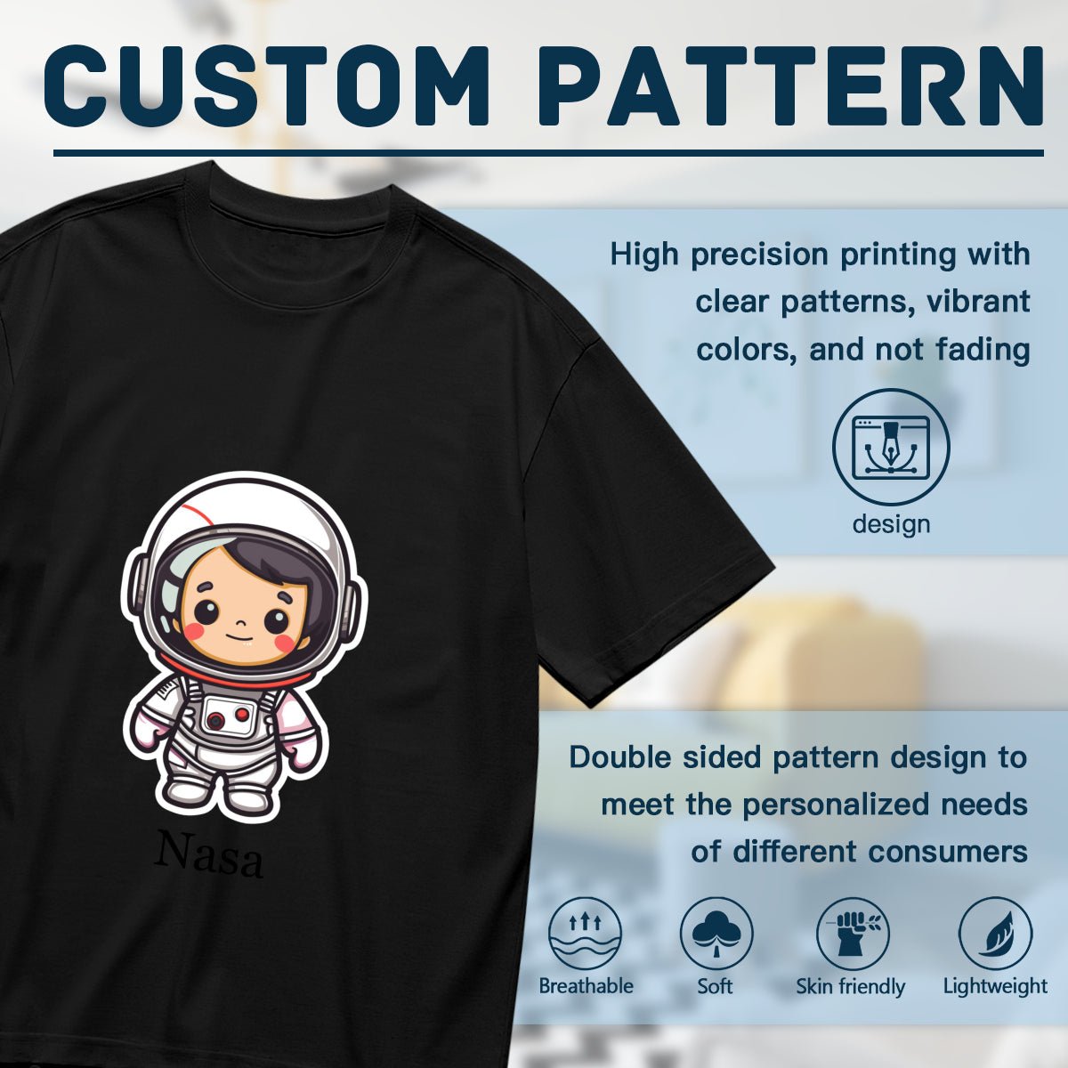 Custom Astronaut T-Shirt for Men (200g) - Astronaut & Text Tee - BuyEcEc
