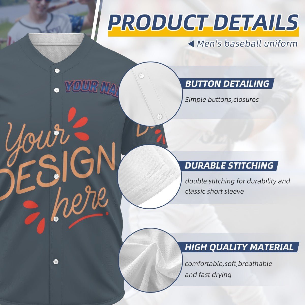 Custom Baseball Uniform – Team Name & Number Personalization - Sport - BuyEcEc