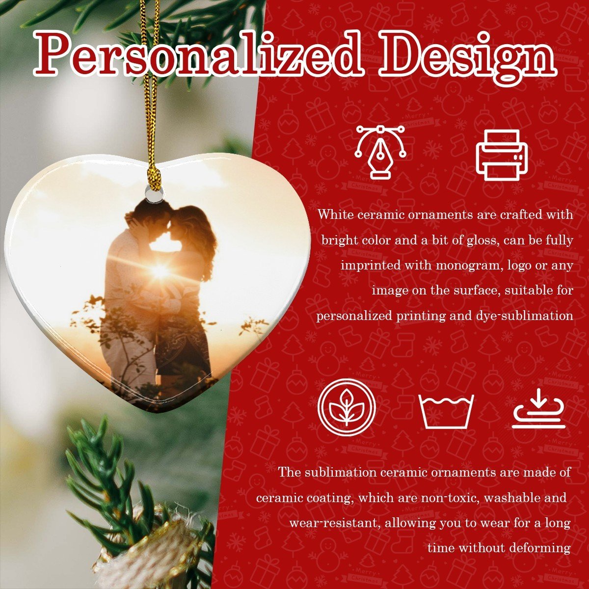 Custom Ceramic Heart Pendant | Photo Ornament | BuyEcEc - Pendants & Ornaments - BuyEcEc